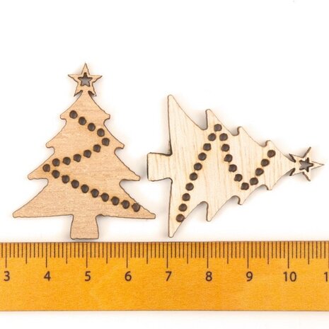 Wooden mini Christmas hangers Christmas trees to paint / color yourself (10 pieces / 44mm)