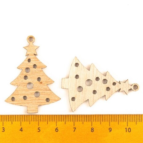 Wooden mini Christmas hangers Christmas trees to paint / color yourself (10 pieces / 44mm)