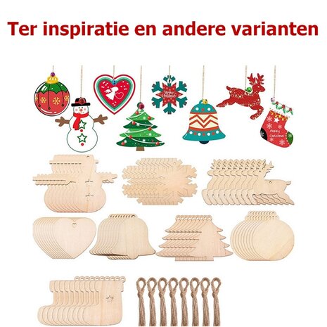 Wooden Christmas hangers Gifts to paint / color yourself (10 pieces/80mm)