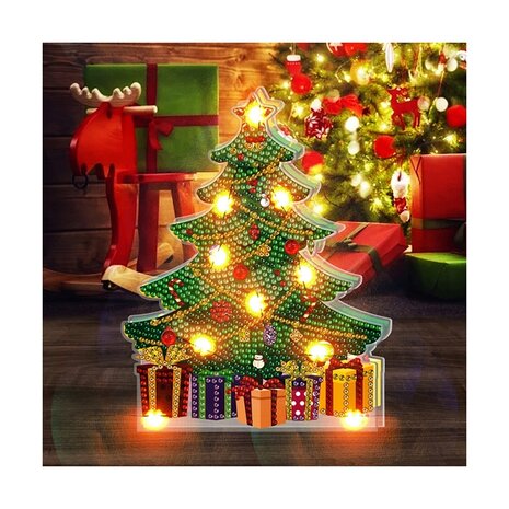 Diamond Painting Standing Christmas Lamp 07 (Christmas Tree)