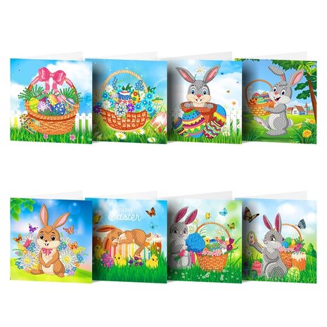 Diamond Painting Greeting Cards Set Easter 03 (8 pieces)