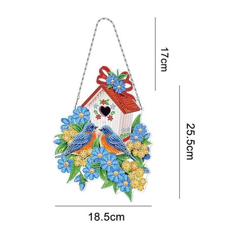 Diamond Painting Hanging Ornament Birds with Birdhouse (25cm)