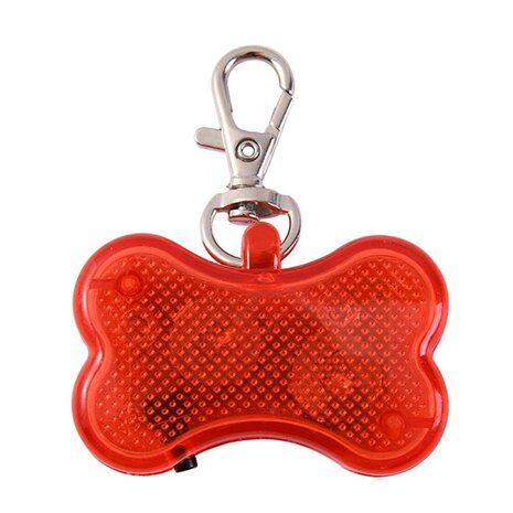 Led illuminated bone with clip for dog collar (Red)