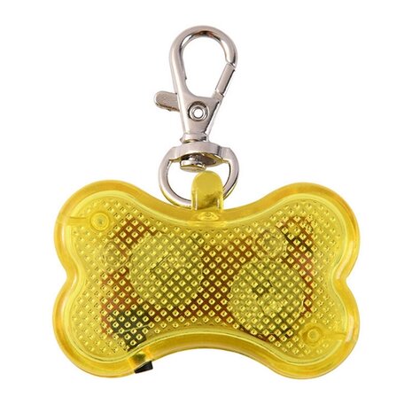 Led illuminated bone with clip for dog collar (Yellow)