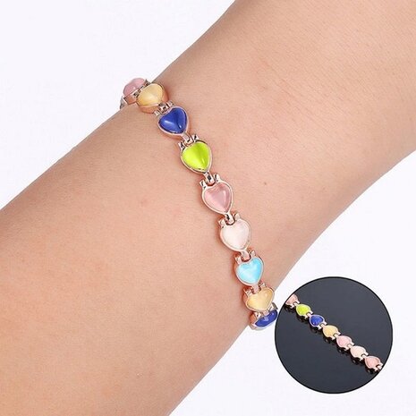 Magnetic Steel (ladies) bracelet Hearts colorful