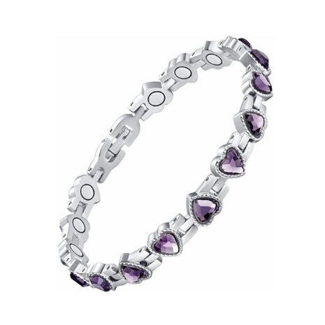 Magnetic Steel (ladies) bracelet Hearts purple