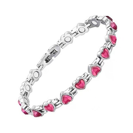 Magnetic Steel (ladies) bracelet Hearts pink