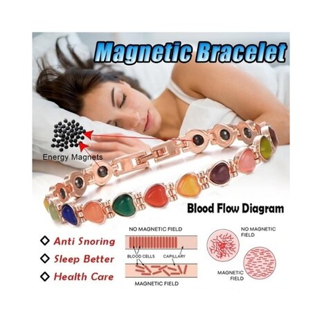Magnetic Steel (ladies) bracelet Hearts silver colored