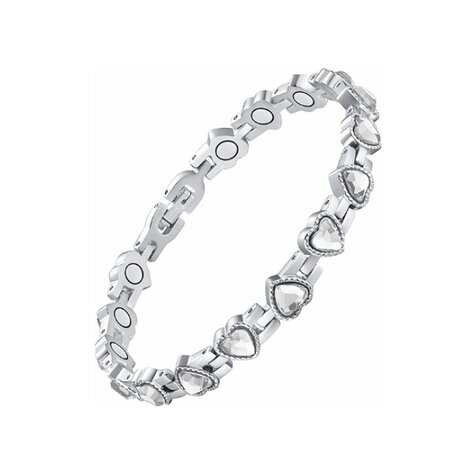 Magnetic Steel (ladies) bracelet Hearts silver colored