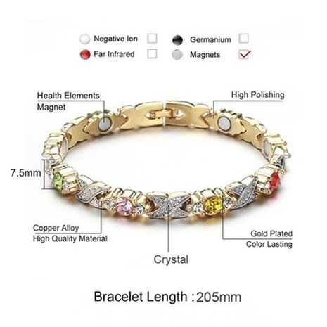 Magnetic Steel (ladies) bracelet Aby colorful gold