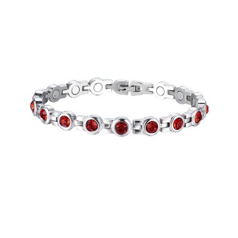 Magnetic Steel (ladies) bracelet Aggy 02 (Red-Silver coloring)