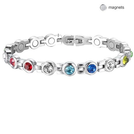 Magnetic Steel (ladies) bracelet Aggy 01 (Colorful-Silver coloring)