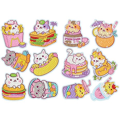 Diamond Painting Sticker set Cats (12 pieces)