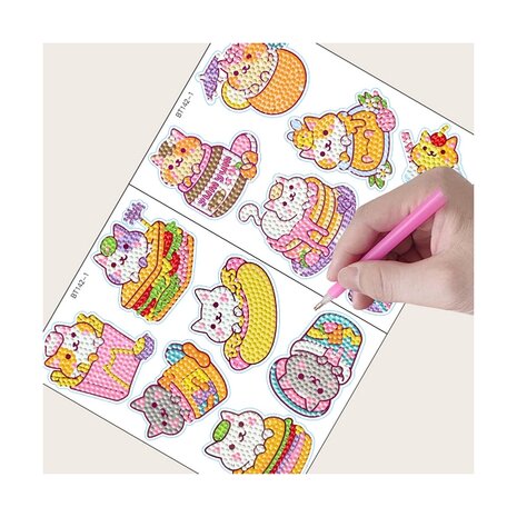 Diamond Painting Sticker set Cats (12 pieces)