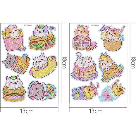 Diamond Painting Sticker set Cats (12 pieces)