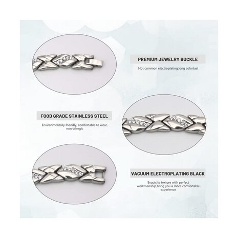 Magnetic Steel (ladies) bracelet Fey 02 (Silver colored)