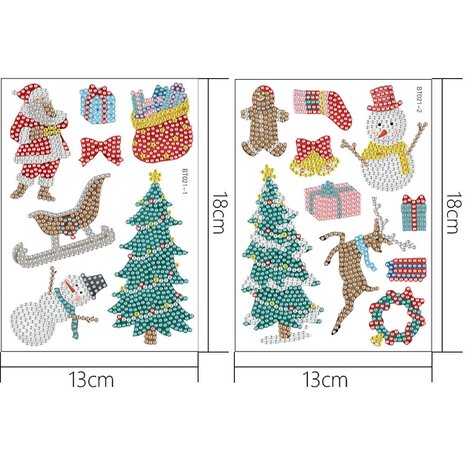 Diamond Painting Sticker Set Christmas 004 (17 pieces)