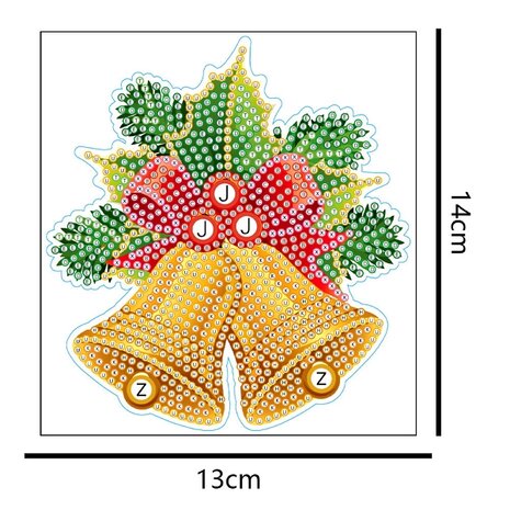 Diamond Painting Christmas sticker large Christmas bells 01 (14cm)