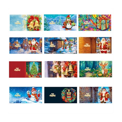 Diamond Painting Christmas Cards Set 09 (12 pieces) - Shop now - JobaStores