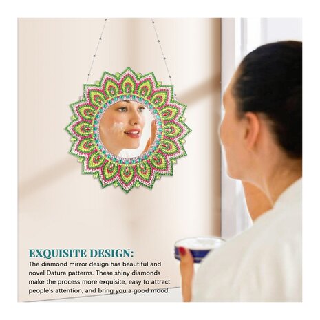 Diamond Painting Mirror 02 Mandala Green (20cm)