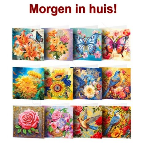 Diamond Painting Greeting Cards Set 005 Flowers, Birds, and Butterflies (12  pieces) - Shop now - JobaStores
