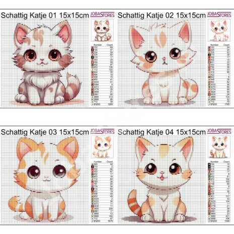 Diamond Painting Patterns Set Cute Kittens 01 15x15cm (4 pieces)