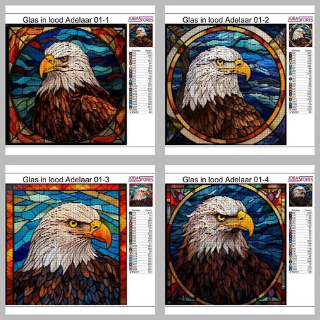 Diamond Painting Patterns Stained Glass Eagle 01 20x20cm (4 pieces)