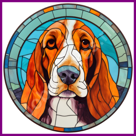 Diamond Painting Glas in lood Hond - Basset Hound