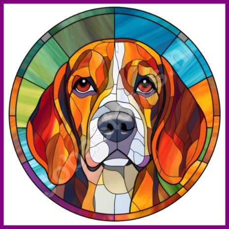 Diamond Painting Glas in lood Hond - Beagle