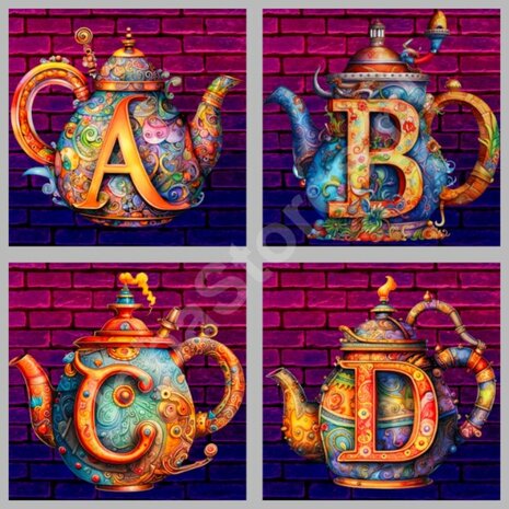 Diamond Painting Alphabet Teapot