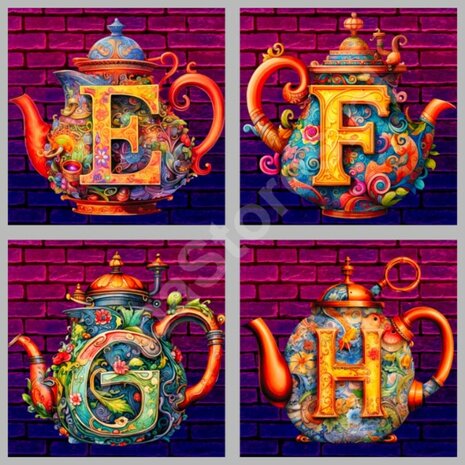 Diamond Painting Alphabet Teapot