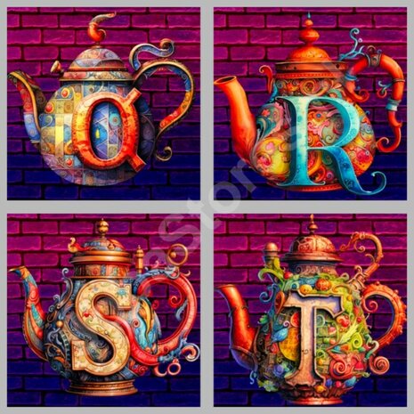 Diamond Painting Alphabet Teapot