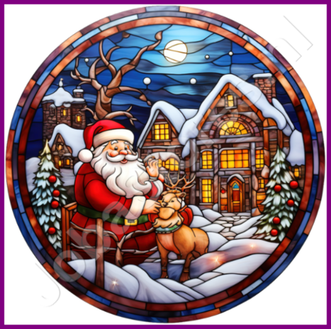 Diamond Painting Glas in lood Kerst Dorp