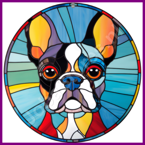 Diamond Painting Glas in lood Hond - Boston Terrier