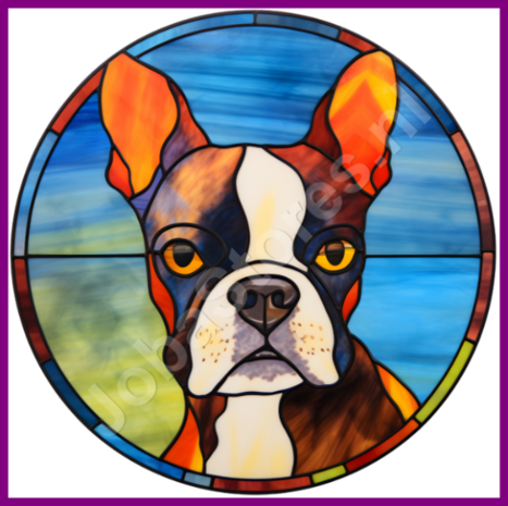 Diamond Painting Glas in lood Hond - Boston Terrier