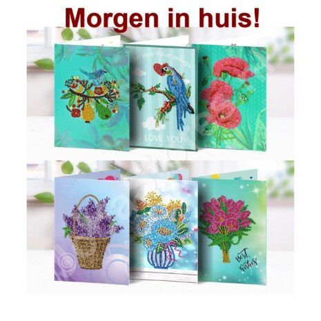 Diamond Painting Greeting Cards Set Flowers (6 pieces)