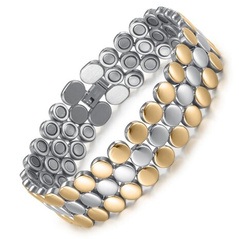 Magnetic steel women's / men's bracelet Lacy (gold + silver colored)