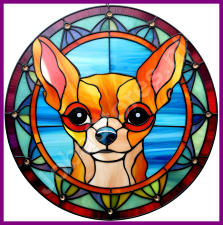 Diamond Painting Glas in lood Hond - Chihuahua