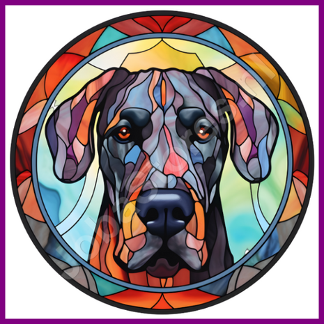 Diamond Painting Glas in lood Hond - Deense Dog