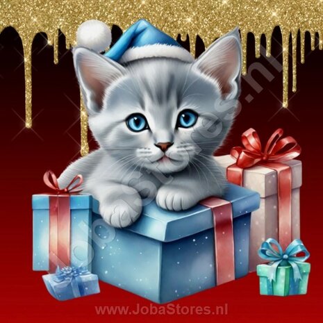 Diamond Painting Kerst Kitten