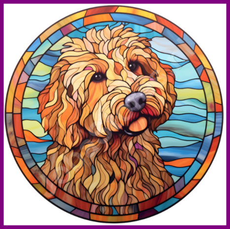 Diamond Painting Glas in lood Hond - Labradoodle