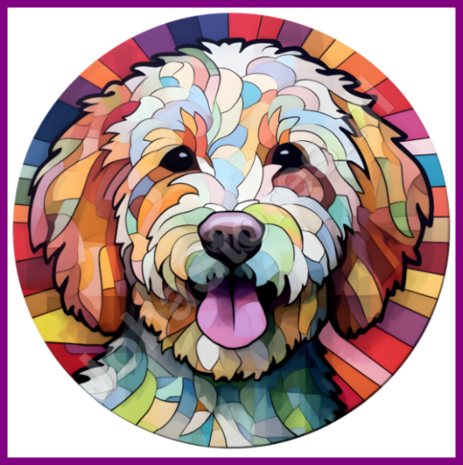 Diamond Painting Glas in lood Hond - Labradoodle