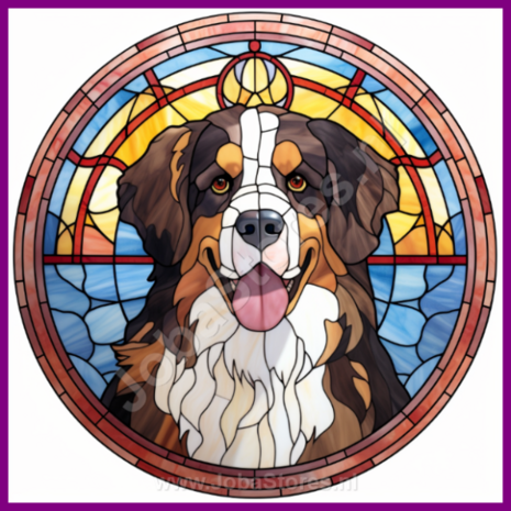 Diamond Painting Glas in lood Hond - Berner Sennenhond