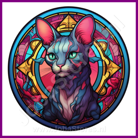 Diamond Painting Glas in lood Kat - Sphynx