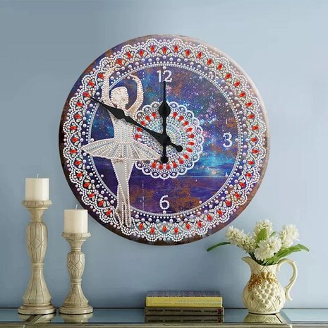 Diamond Painting Klok Aluminium Ballerina 30cm