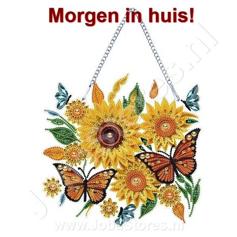 Diamond Painting Hanging Ornament Butterflies and Sunflowers (25cm)