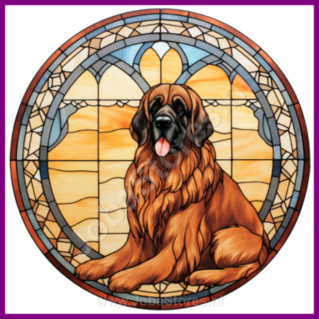 Diamond Painting Glas in lood Hond - Leonberger