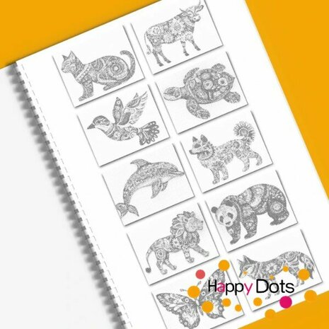 HappyDots DOT Painting Kleurboek Groot Mandala Dieren A3 (30x40cm)