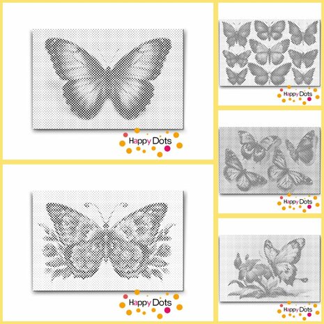 HappyDots DOT Painting Kleurboek Vlinders - inclusief 3 stiften - 20 stippelschilderijen
