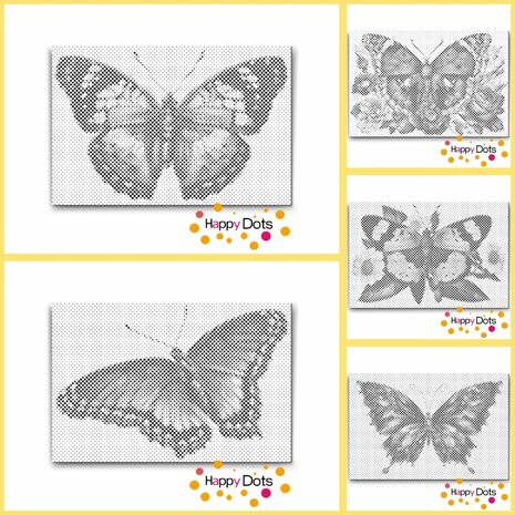 HappyDots DOT Painting Kleurboek Vlinders - inclusief 3 stiften - 20 stippelschilderijen